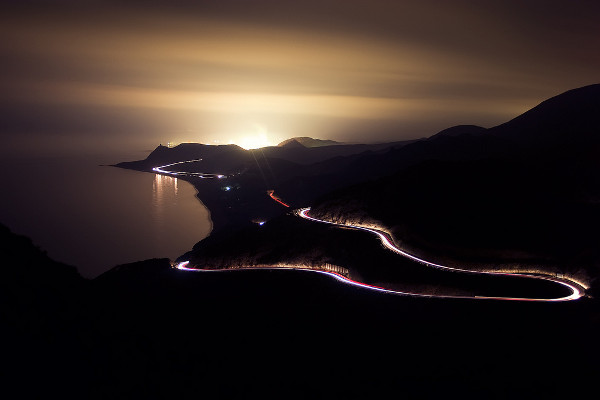 Winding Road at Night by benjeev