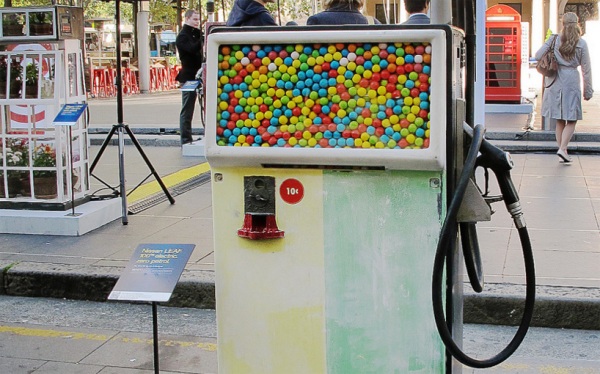 gas pumps converted into art pieces by james dive nissan 8jpg