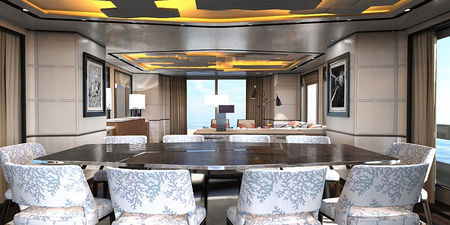 London-based design studio Bannenberg & Rowell fashion the interior of superyacht from Dynamiq