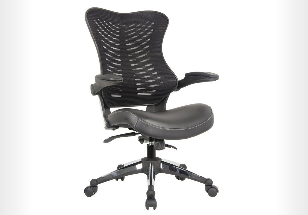 Office Factor Executive Ergonomic Chair with Back Mesh and Bonded Leather Seat