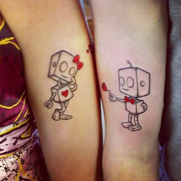 Robot Love - couples tattoo