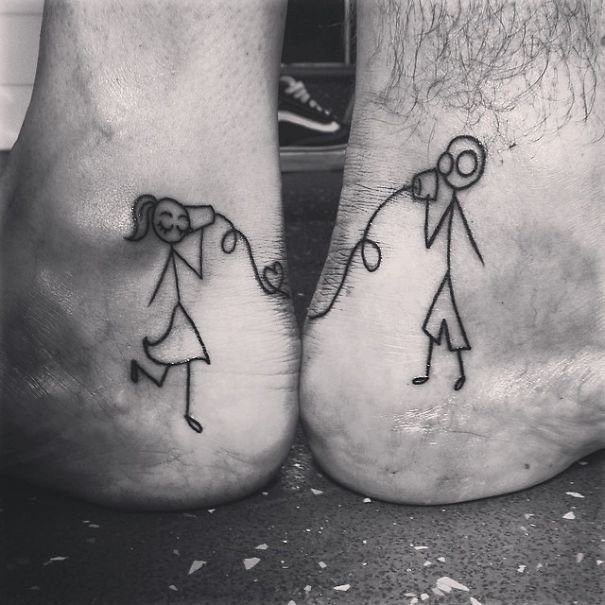 Stick Figures Talking - couples tattoo