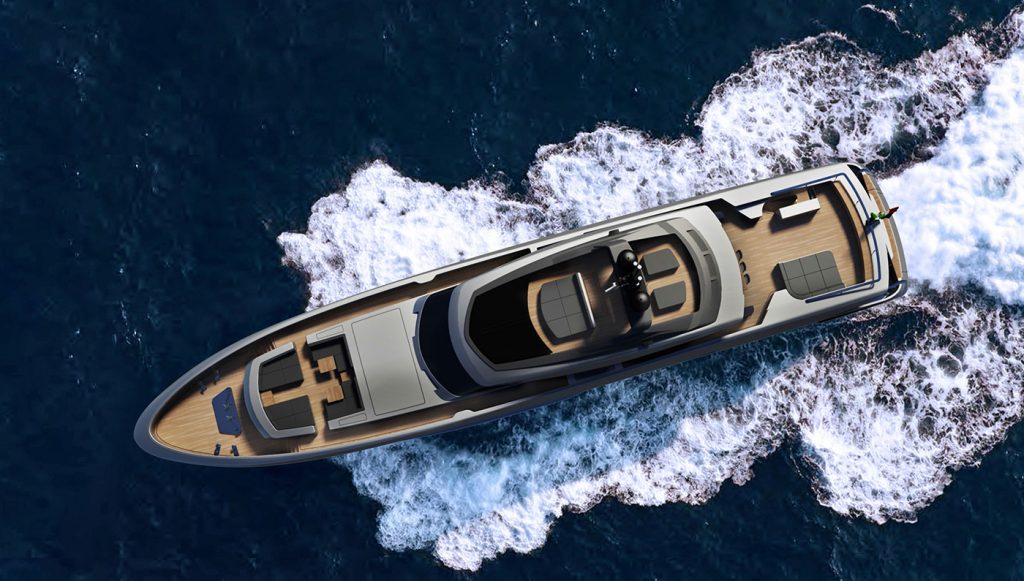 The yacht from an aerial view