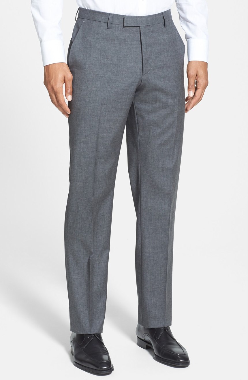 BOSS 'Sharp' Flat Front Wool Trousers - summer dress pants for men