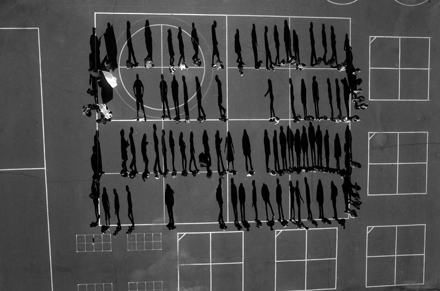 Schoolyard of Shadows - drone photo