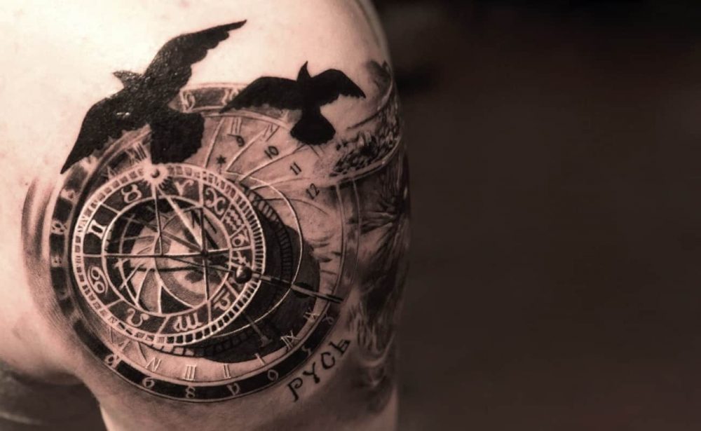 Crows In Flight – 3D tattoo