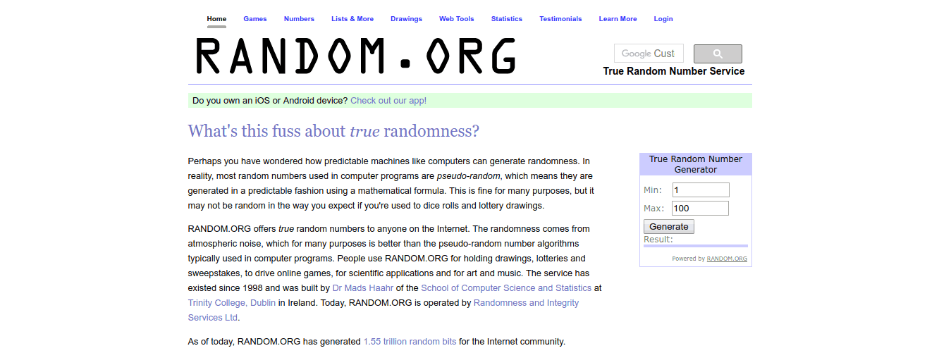 Random org - useful website