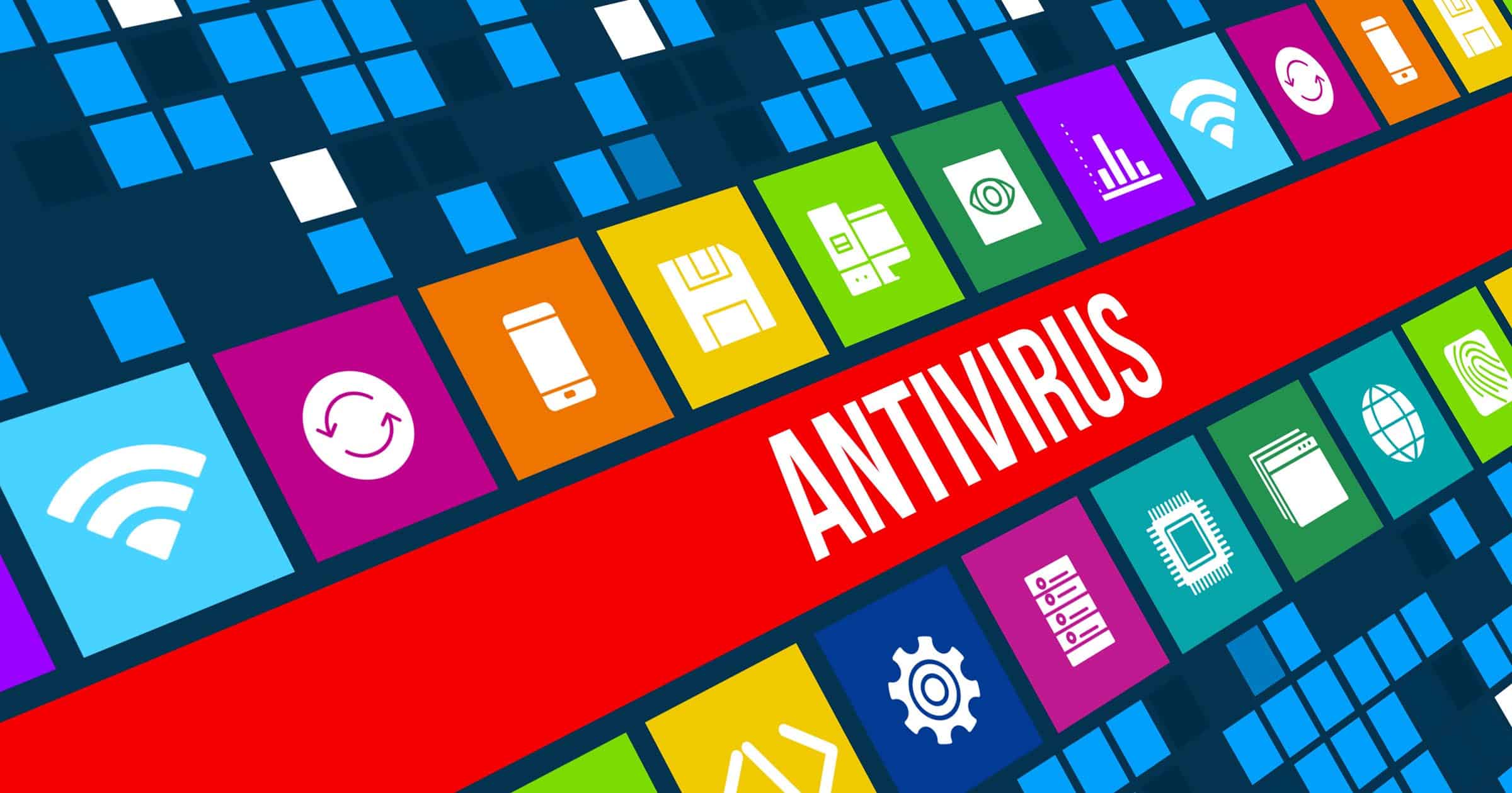 Antivirus concept image with technology icons and copyspace