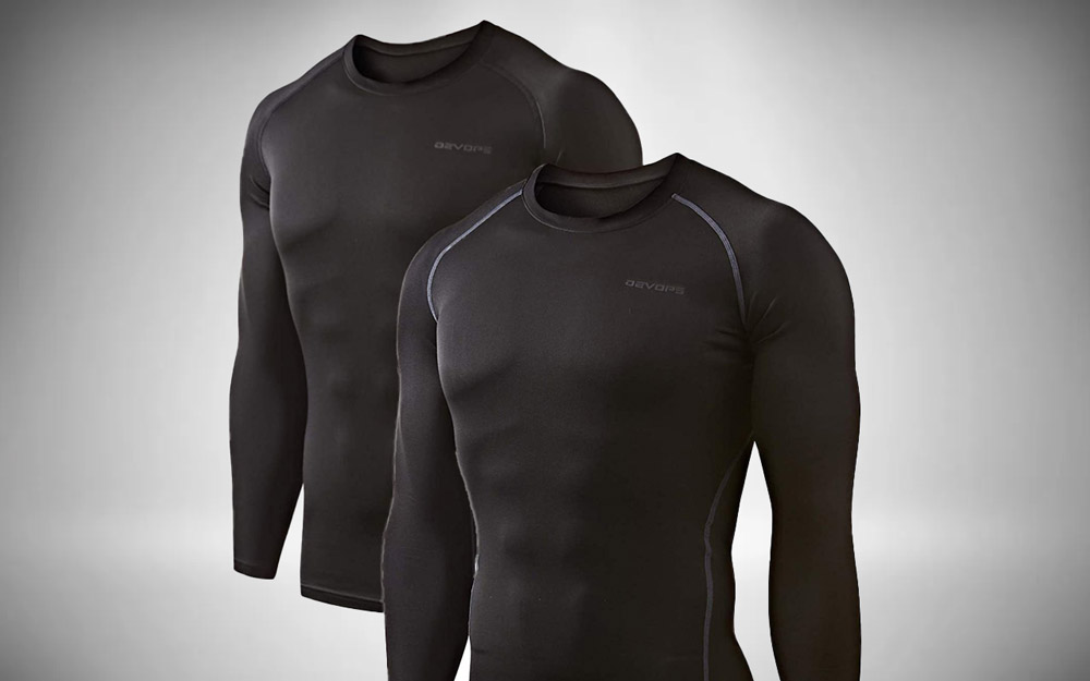 DEVOPS 2 Pack Men's Thermal Long Sleeve Compression Shirts