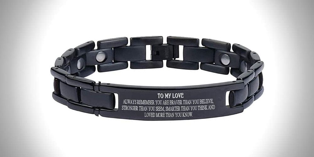 VNOX Engraved Personalized Titanium Link Bracelet