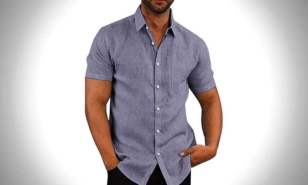 COOFANDY Men's Casual Linen Chambray Shirt