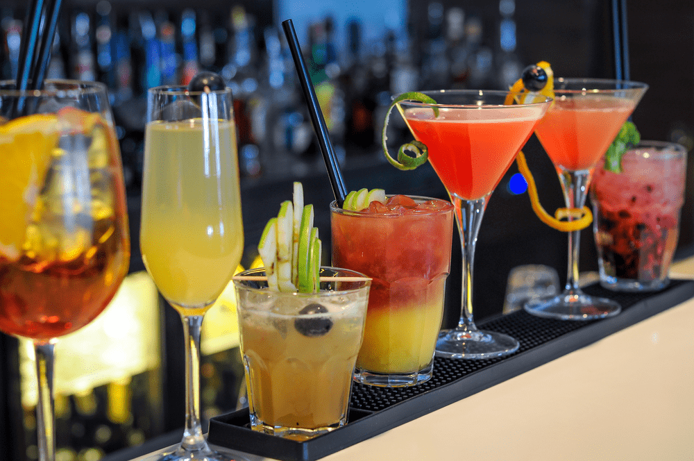Mixed Tropical Drinks With Liqor and Liqueurs