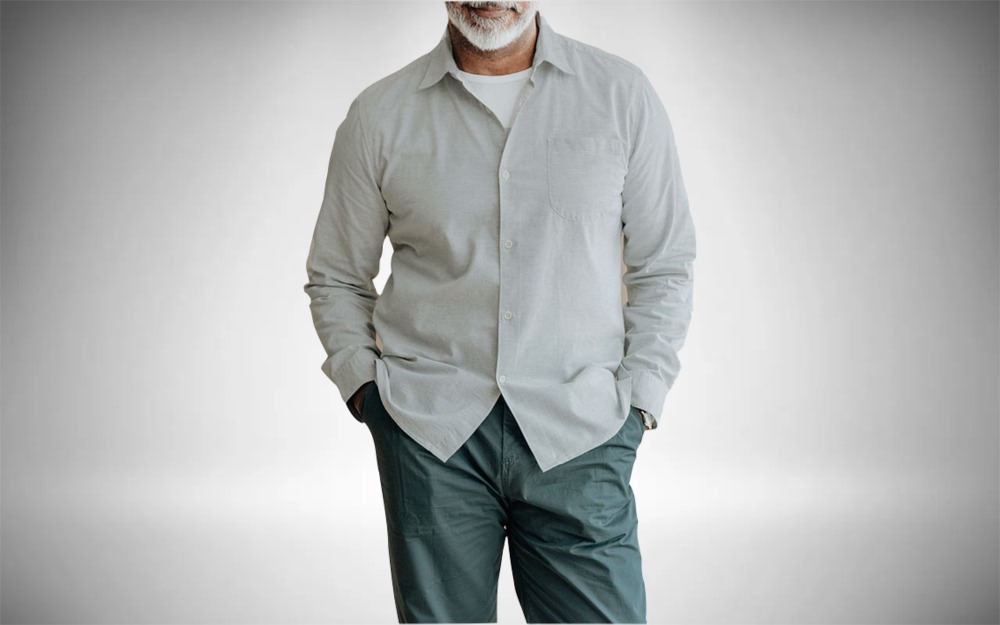 4. Form & Thread _ Grey Melange Essential Shirt (Button Up Shirt)