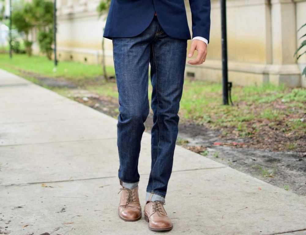 Blue Denim Jeans with Proper Shoes