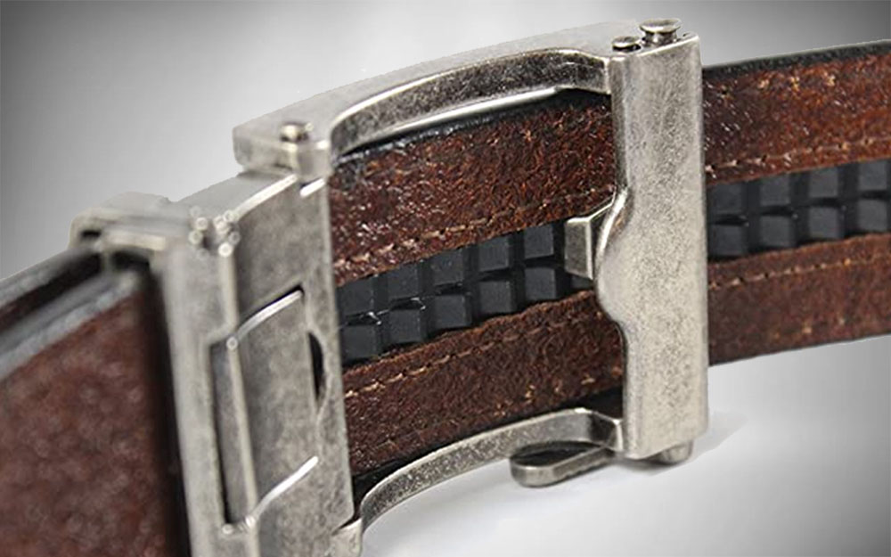 Men's Holeless Leather Ratchet Click Belt