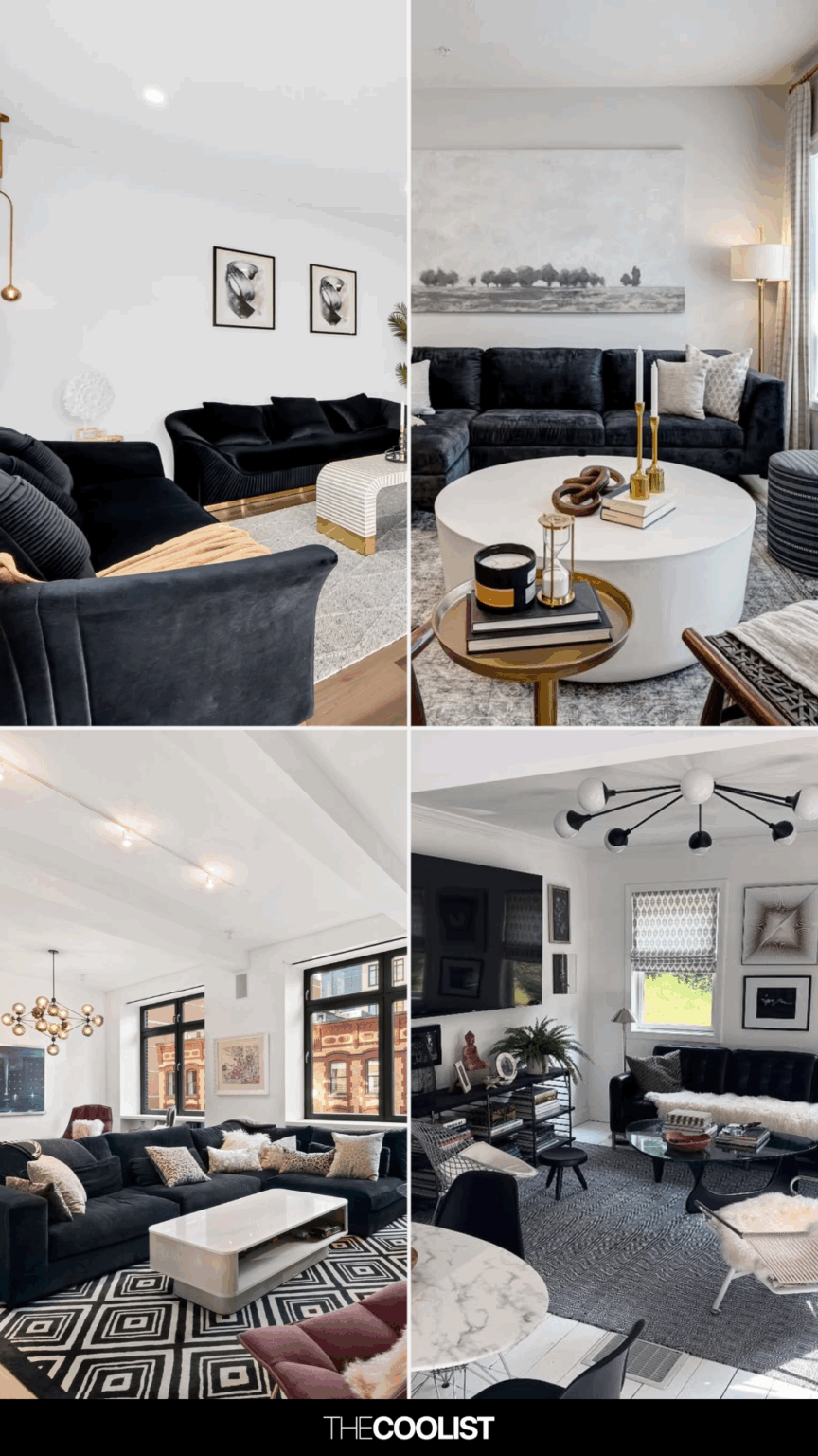 25 Black Sofa Living Room Ideas That Are Quietly Taking Over 2025 Mood ...