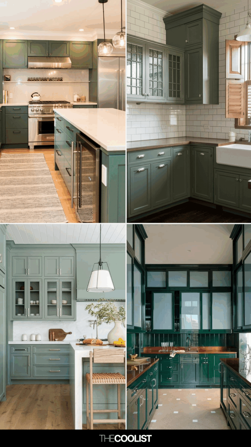 26 Green Kitchen Cabinet Ideas That Fix the “I Want Color But Not Too ...