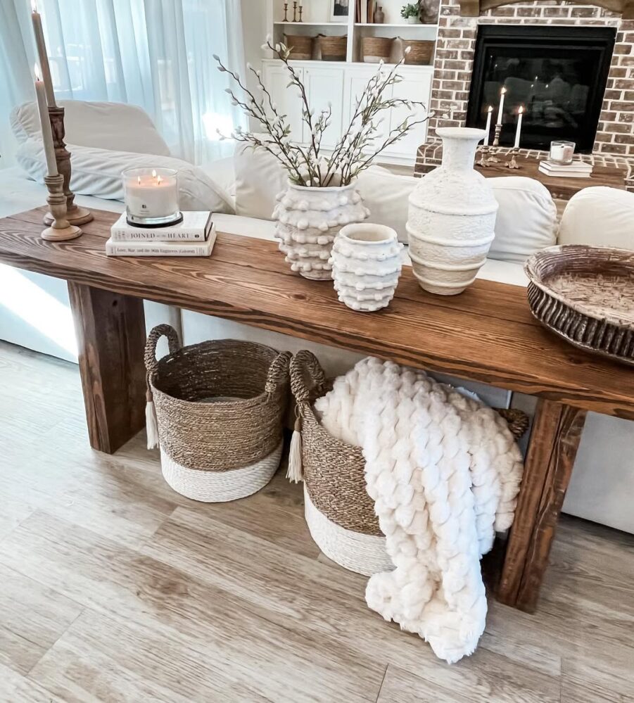 28 Sofa Table Decor Ideas That Make Your Living Room Feel Styled ...