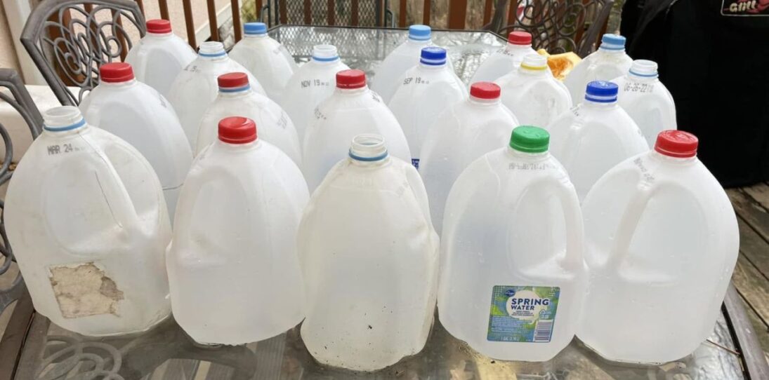 Someone asked where these garden “cobblestones” came from. The answer involved empty milk jugs