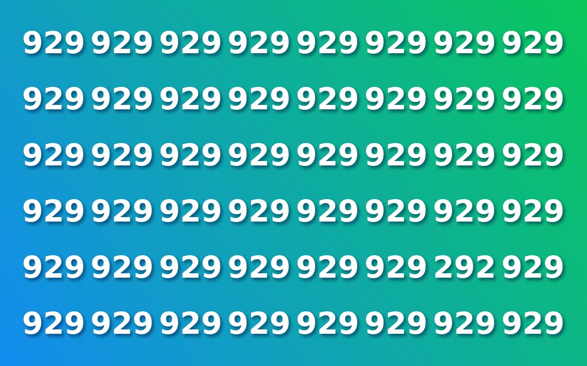 A grid of the number 929 repeated 48 times, with one different number hidden among them