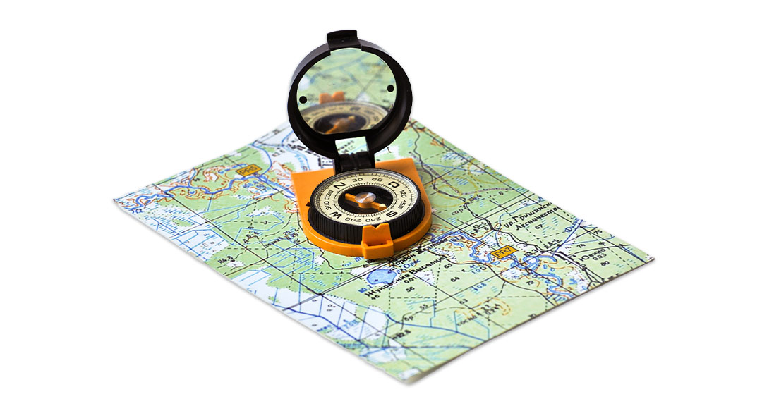 Map and compass for camping