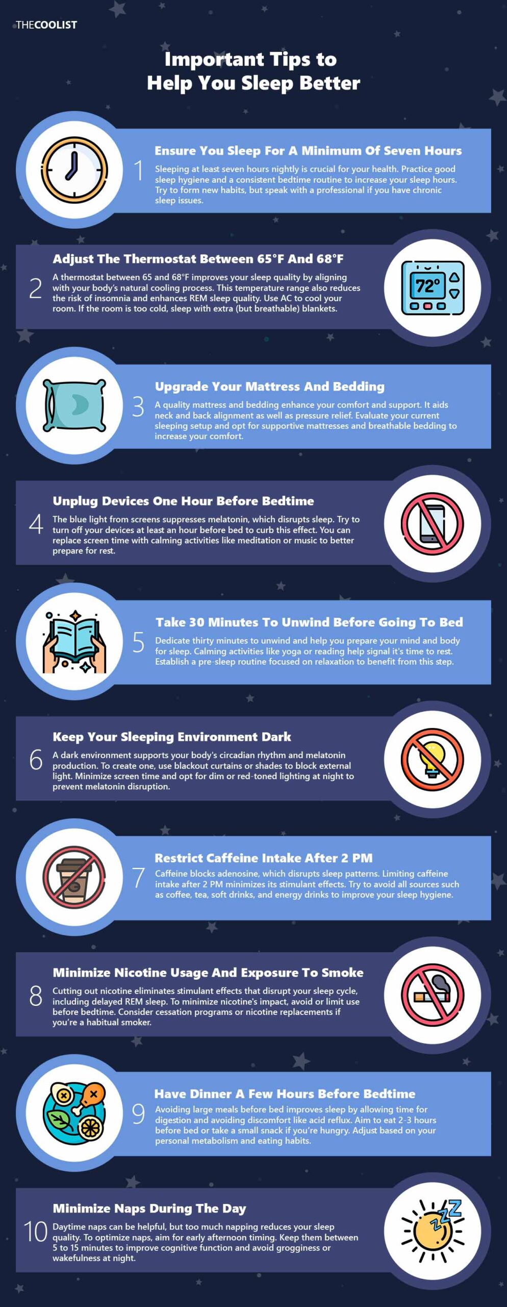 Tips for better sleep infographic