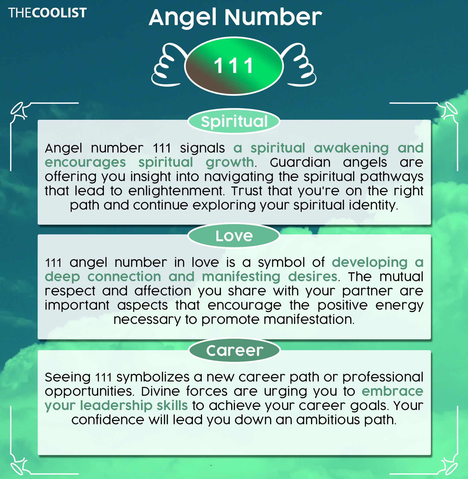 Chart of angel number 111