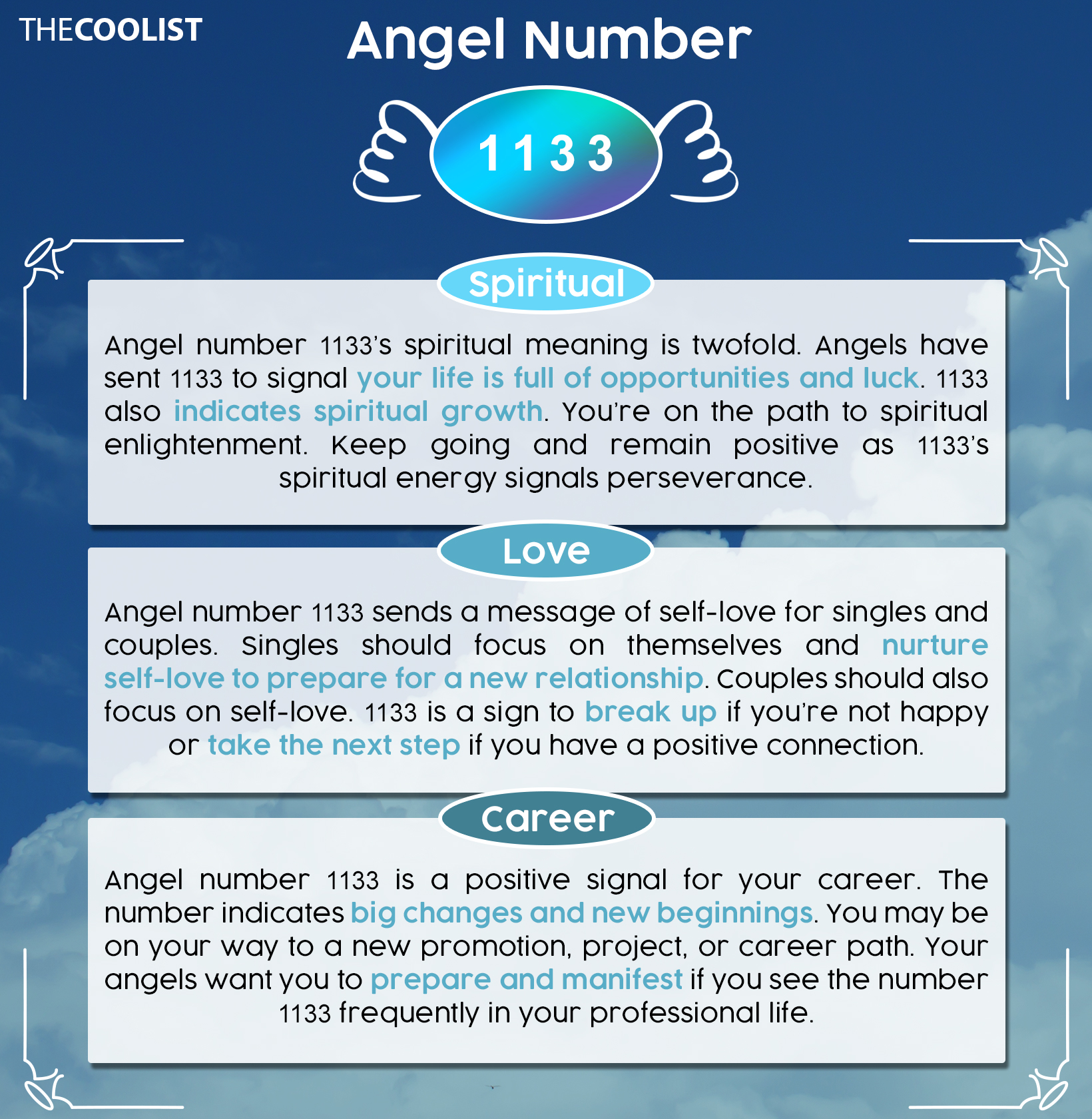 1133 angel number chart