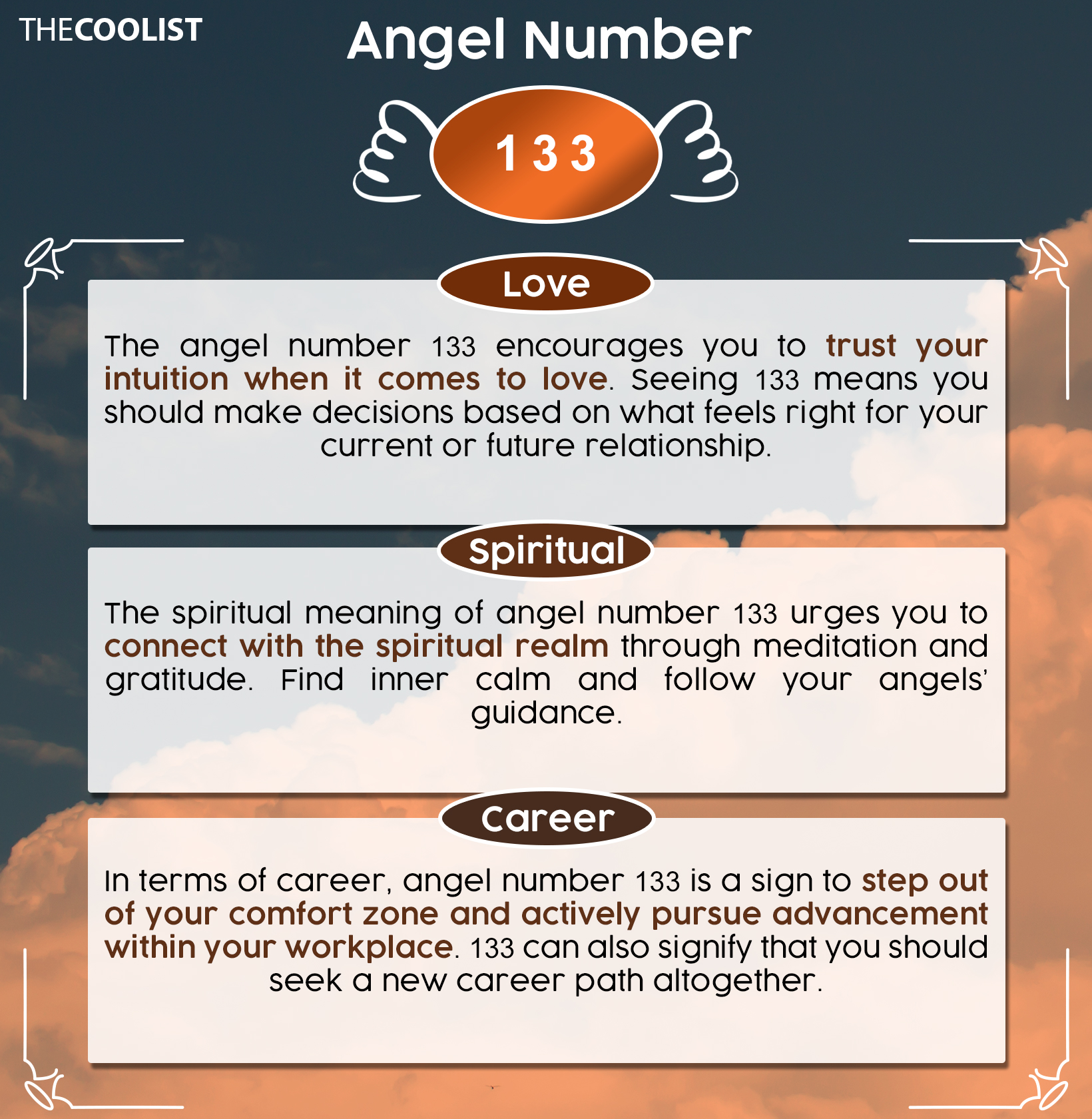 Chart for Angel Number 133 Meaning