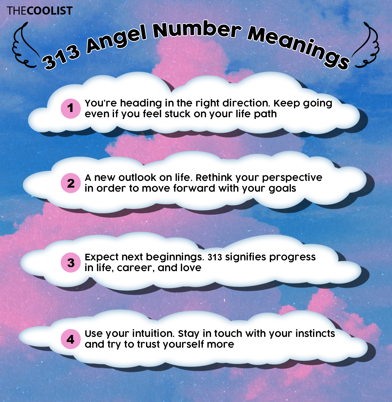 313 angel number infographic