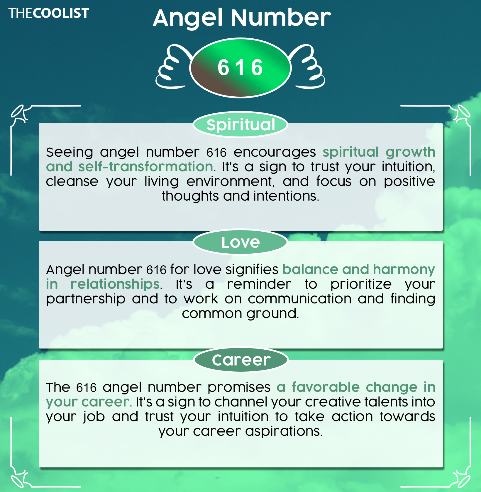 Chart for angel number 616 meaning