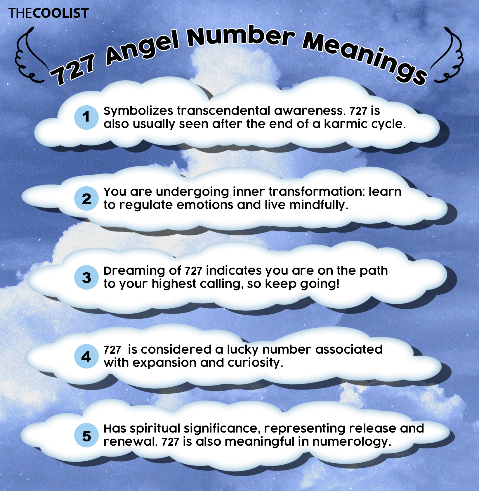 Infographic of angel number 727 meaning