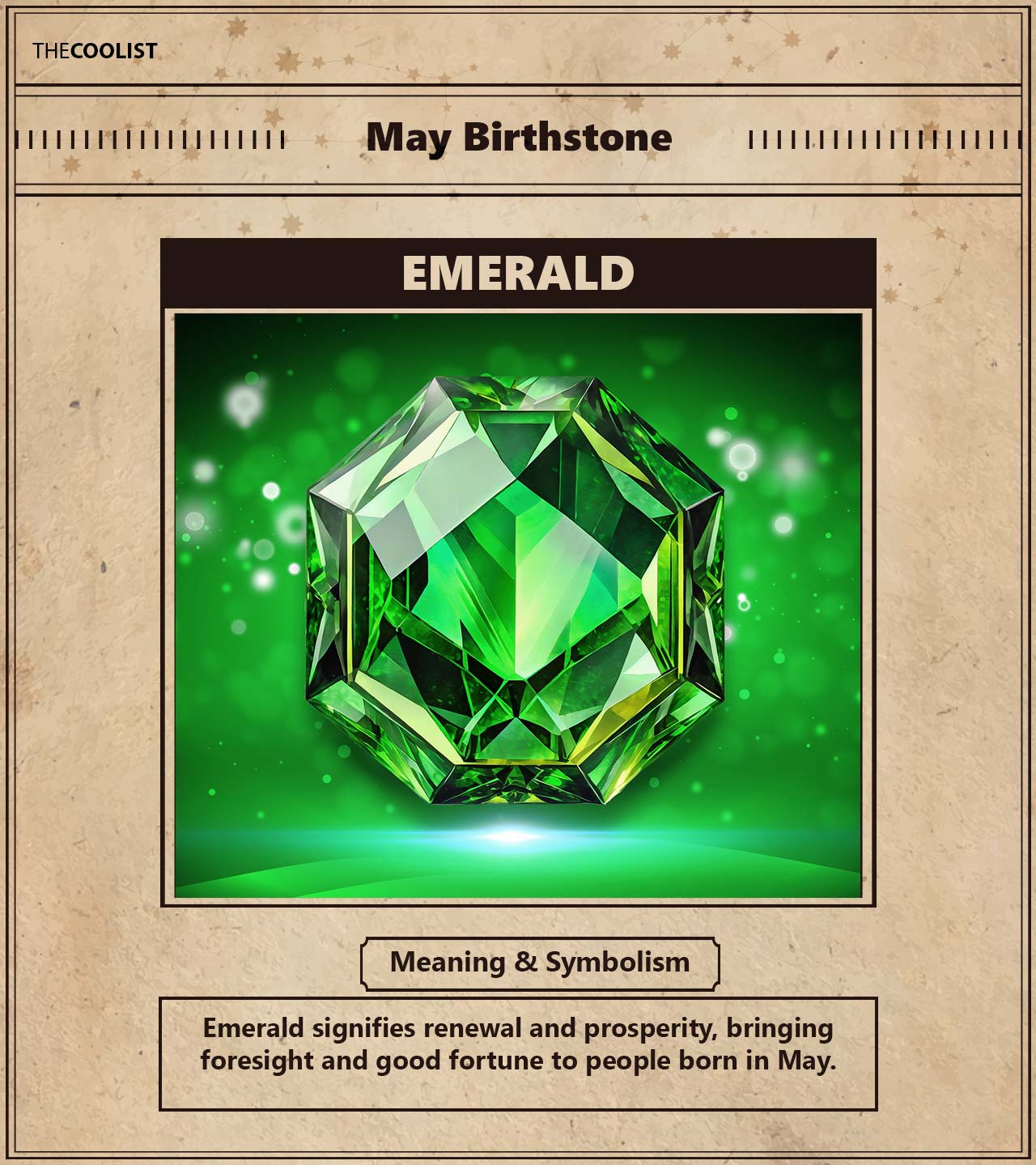 Infographic for the May birthstone