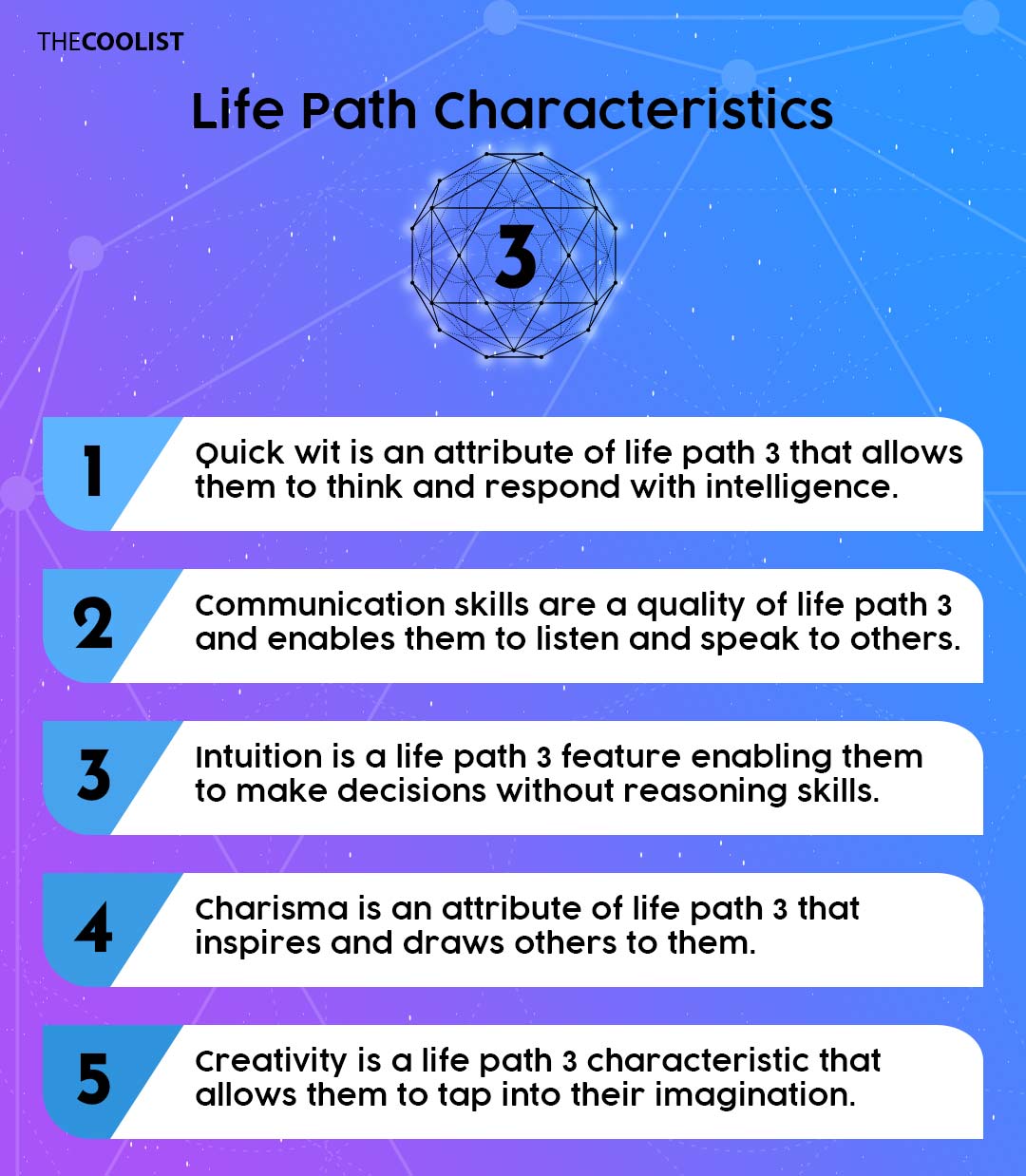 Infographic for the characteristics of life path 3